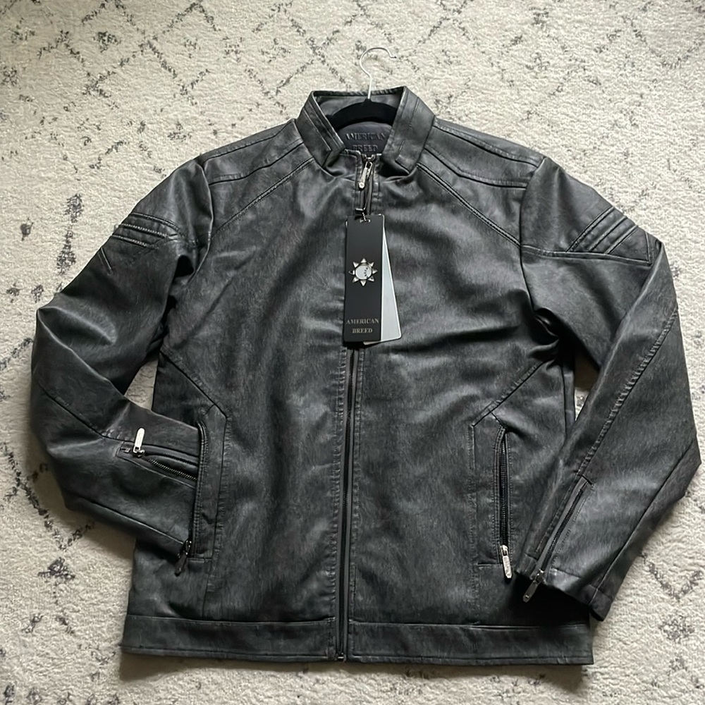 NWT American Breed Large Black Men’s Faux Leather Jacket